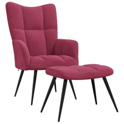 Abbildung von vidaXL Relaxsessel mit Hocker Fernsehsessel Sessel Polsterstuhl Stuhl Relaxstuhl Polstersessel Armsessel Ohrensessel Wohnzimmer Weinrot Samt