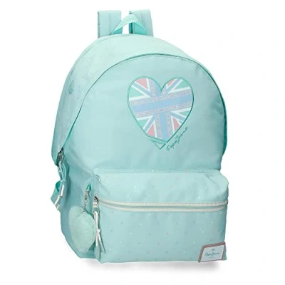 Abbildung von Pepe Jeans Nerea Laptop Rucksack mit zwei Fächern, anpassbar an Trolley, 15,6 Zoll, Blau, 31 x 44 15 cm, Polyester, 23,87 l