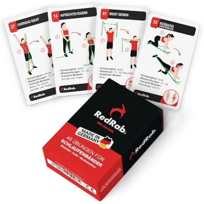 Abbildung von RED RAB Trainingskarten für Gymnastikband mit Schlaufen Fitness Spiel Fitnessbänder, Resistance Bands &amp; Widerstandsbänder Krafttraining, Fitnessband, Band, Widerstandsband