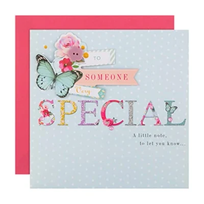 Abbildung von Hallmark Geburtstagskarte für einen besonderen Menschen modernes Schmetterlings und Blumen Design