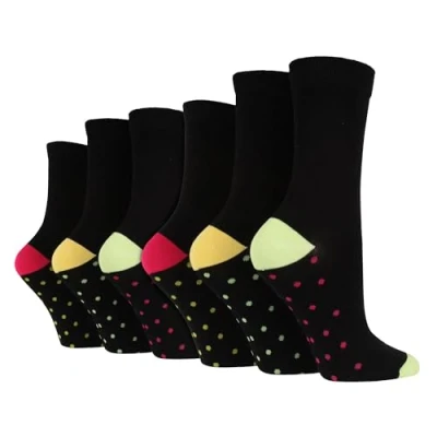 Abbildung von Wildfeet 6er Pack Damen Socken Bambus Atmungsaktiv Lustig Bunt Neuheit Crew (37 42, Geben Sie gelb an)