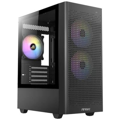 Abbildung von ANTEC NX500M ARGB, High Airflow Mesh Frontplatte, Typ C 3.2 Gen2 Ready, 3 x 120 mm ARGB Lüfter im Lieferumfang enthalten, Seitenwand aus gehärtetem Glas, bis zu 6 Lüfter, 360 Kühlerunterstützung,