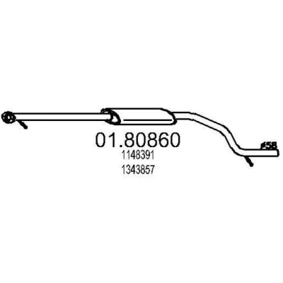 Abbildung von MTS 01.80860 Mittelschalldämpfer 1840 FORD: MONDEO 3 Kombi, Stufenheck,