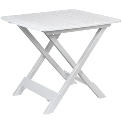 Abbildung von Bambelaa! Campingtisch Klappbar Klein Leicht Plastik Klapptisch Kunststoff Outdoor Garten Balkon Beistelltisch Wetterfest Weiß (ca. 44 x 50 cm)