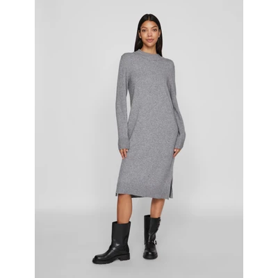 Abbildung von VILA Viril CREW NECK L/S NOOS Strickkleid, Damen, Größe: XS, Medium grey melange