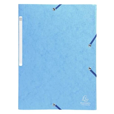 Abbildung von Exacompta 55761E Einschlagmappe Scotten aus Colorspan Karton DIN A4 2 Gummizügen und 3 Klappen Beschriftungsetikett türkis Sammelmappe Dokumentenmappe