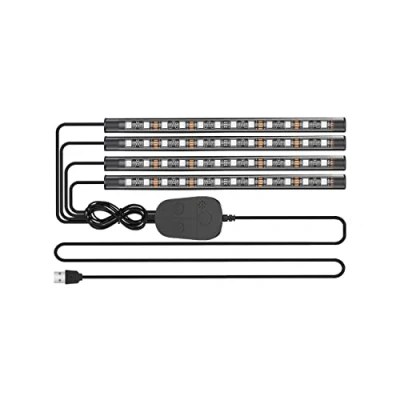 Abbildung von Auto LED Innenbeleuchtung，4pcs 48 RGB Strip mit Upgrade App Steuerung und Controller,Wasserdicht Mehrfarbige Musik Atmosphäre Licht Beleuchtung Kit，5V USB Anschluss