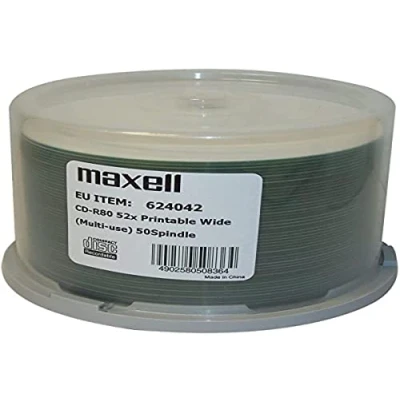 Abbildung von Maxell CD R 80 Min/700 MB 52 x Voll Bedruckbar in Terrine 50 Einheiten
