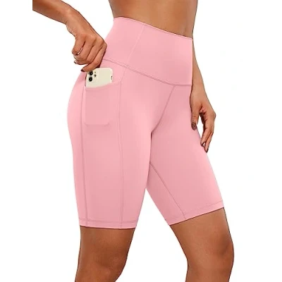 Abbildung von CRZ Yoga Naked Feeling Damen Kurze Leggings High Waist Radlerhose Fitness Sporthose mit Taschen 20cm Das Herzschlagpulver 42