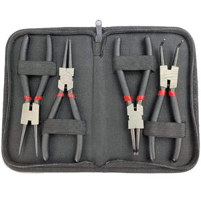 Abbildung von Emsmil 4 TLG 150mm Sprengringzangen Sicherungsringzangen Set Gebogen Gerade 6 Zoll Seegeringzange für Außensicherungsringe und Innensicherungsringe Rutschhemmend Sicherungszange