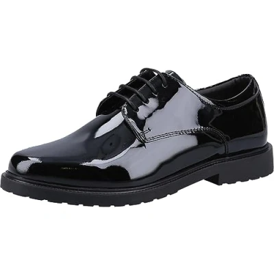 Abbildung von Hush Puppies Verity Slip On Leder Damen Lack Schwarze Brogues Schuhe