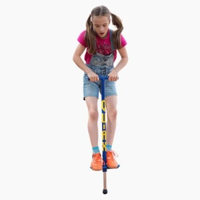 Abbildung von pedalo® Hüpfspielzeug Pedalo Pogo Stick Hüpfstab, Sprungstab, Hüpfstange, (komplett montiert einsatzbereit), Federkern, Antirutsch Gummikugel, Griffe gepolstert