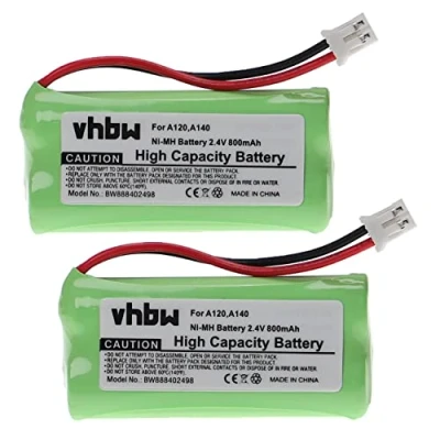 Abbildung von vhbw 2X Akku kompatibel mit Siemens Gigaset A12, A14, A120, A140, A140 Trio, Duo schnurlos Festnetz Telefon (800mAh, 2,4V, NiMH)