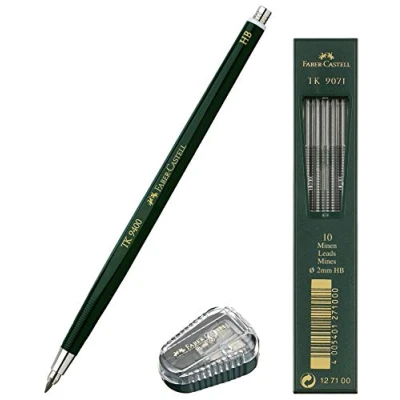 Abbildung von Faber Castell Fallminenstift TK 9400, Minenstärke: 2 mm, Härtegrad: HB + Ersatzminen und Minenspitzer