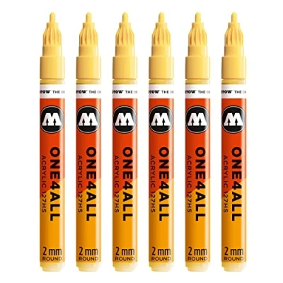 Abbildung von Molotow One4All 127HS Acryl Marker (2,0 mm Strichstärke, hochdeckend und permanent, UV beständig, für fast alle Untergründe) 6 Stück Farbe 115 vanill pastell