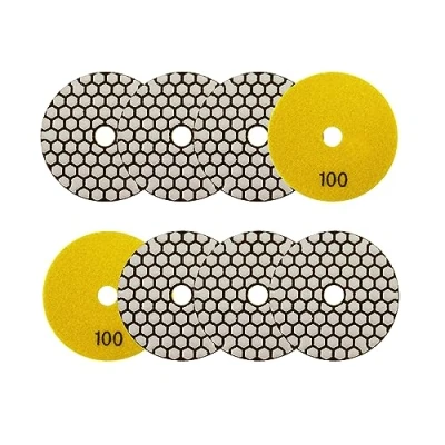 Abbildung von SANLEETEK Trocken Diamant Polierpad 100mm 8 Stücke Körnung 100 Polierscheiben für Granit Marmor Kunststein Quarz Winkelschleifer