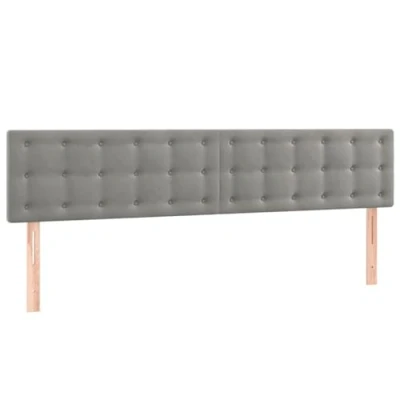 Abbildung von vidaXL LED Kopfteil Polsterkopfteil Bettkopfteil Betthaupt für Bett Bettgestell Bettrahmen Schlafzimmer Bettzubehör Hellgrau 180x5x78/88cm Samt