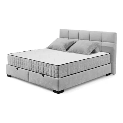 Abbildung von NAGOL A Boxbett 160x200, Silber Bequemes Doppelbett mit Bettkasten und Premium 9 Zonen Federkern Wendematratze 185 x 114 214 cm (B/H/T)