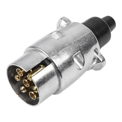 Abbildung von Yinaolan 7 poliger Anhänger Metallstecker, 12 V wasserdichter Anhängerkupplungsstecker für europäische PKW Wohnmobile LKWs Boote Wohnwagen