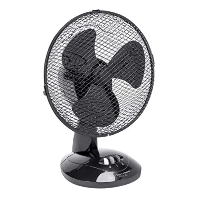 Abbildung von Bestron Mobiler Tischventilator Ø 27cm, kleiner Ventilator mit 2 Geschwindigkeitsstufen &amp; 75 Oszillation Funktion, Höhe: 29 cm, 30W, DDF27Z, Farbe: Schwarz