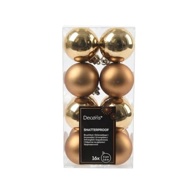 Abbildung von Kaemingk Weihnachtskugeln Kunststoff 4cm 16 Stück klein &amp; bruchsicher Christbaumkugeln Weihnachtsbaumkugeln für Weihnachten Christbaumschmuck Weihnachtsbaumschmuck Pekanuss Braun