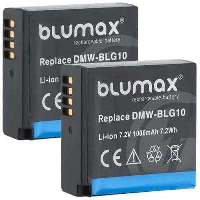 Abbildung von Blumax 2X Akku für Panasonic DMW BLG10 BLG10e 1025mAh 7,2V 7.4Wh kompatibel mit Lumix DC TZ95D GX9 TZ202 TZ91 DMC TZ101 TZ81 GF6 GX7 GX80 LX100 G110