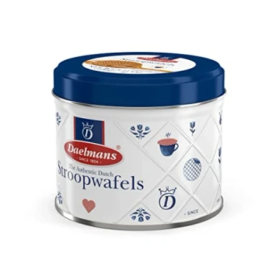Abbildung von Daelmans Stroopwafels Karamell Waffeln in Dose Vorteilspackung: 9 Dosen (330 g pro Dose) Authentische Holländische Waffel Stroopwaffeln