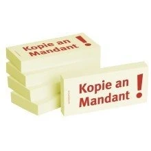 Abbildung von Bizstix Haftnotizen 75x35mm gelb &#039;Kopie an Mandant&#039; VE=5 Blöcke