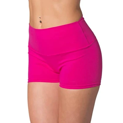 Abbildung von Alkato Damen Sport Shorts mit Hohem Bund Hotpants Radlerhose Long Shorts, Farbe: Pink, Größe: 40