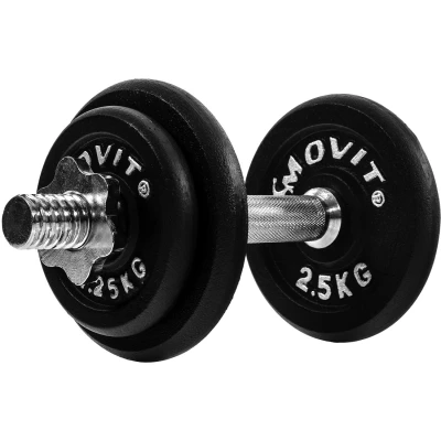 Abbildung von MOVIT Hantel Set Movit® Kurzhantel PRO Set, Gusseisen Hantel, (Set, mit Kurzhantelstange), Stange 30mm Standardnorm, Griff gerändelt, Sternverschlüsse