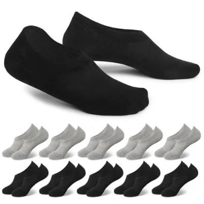 Abbildung von EKSHER Sneaker Socken Herren 47 50 Füßlinge Damen 10 Paar Unsichtbare No Show Sportsocken Baumwoll Kurze Halbsocken Silikonpad Rutschfest atmungsaktiv Schwarz Grau