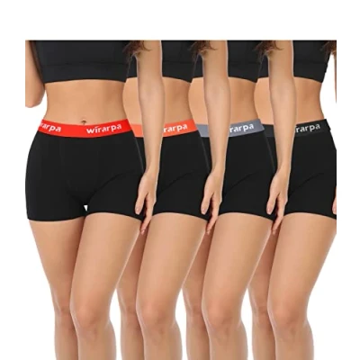 Abbildung von wirarpa Damen Panties Boxershorts Radlerhose Kurze Baumwolle Hosen unter Kleid 3&quot; Schrittlänge Schwarz 4er Pack Größe M