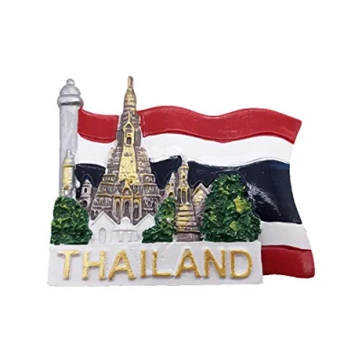 Abbildung von 3D Flagge Thailand Kühlschrankmagnet Tourist Travel Souvenirs Handgemachte Harz Handwerk Magnetics Home Küche Dekoration Sammlung Geschenk