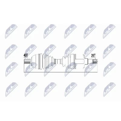 Abbildung von NTY NPW FR 050 Antriebswelle Vorderachse links, 610 Schaltgetriebe, Schaltgetriebe 6 Gang FORD: S Max Mk1, Galaxy Mk2 MPV