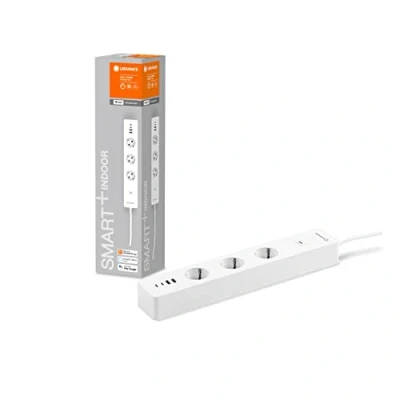 Abbildung von LEDVANCE Smart Plug mit WiFi Technologie, dreifache Steckdosenleiste Überlastschutz und Überspannungsschutz inklusive USB Anschlüsse, steuerbar über App, Alexa Google