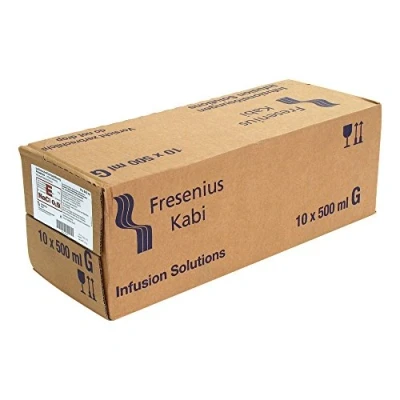 Abbildung von Kochsalzlösung 0,9% Glasflasche Fresenius 10X500 ml