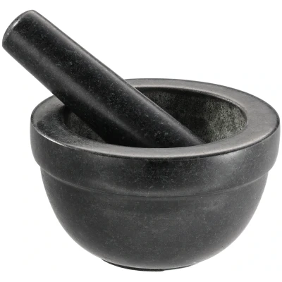 Abbildung von RÖSLE Mörser, (2 tlg.), Granitmörser für Kräuter, Gewürze oder Pesto, Anti Rutsch Boden