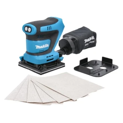 Abbildung von Makita DBO481Z, Exzenterschleifer, Klemme/Klettverschlus, Schwarz, Blau, 11000 OPM, 14000 75 dB