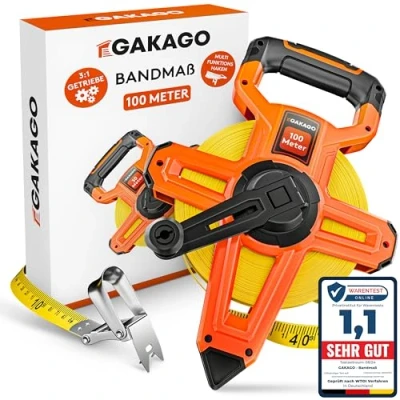 Abbildung von Gakago Rollbandmaß, 100m 3 fach übersetztes Bandmaß mit ergonomischem Haltegriff