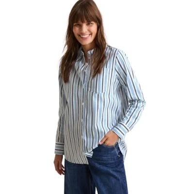 Abbildung von Cecil Gestreifte Hemdbluse, Damen, Größe: XL, Blau