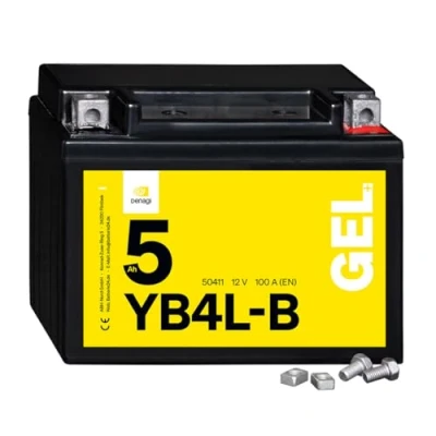 Abbildung von Denagi 50411 GEL YB4L B Motorradbatterie 12V 5Ah, wartungsfrei versiegelt vorgeladen
