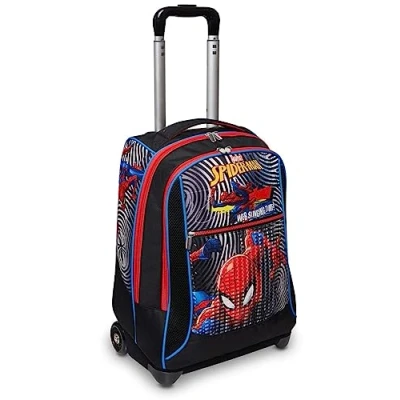 Abbildung von Seven Trolley Spiderman, 2 in 1, Schulranzen mit Rollen, Rucksack Trolleyfunktion für Kinder, ab 1. Klasse, Schule, Reisen, Mädchen&amp;Jungen; rot/schwarz; blau/rot/schwarz