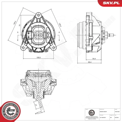 Abbildung von ESEN SKV 75SKV285 Motorlager links Hydrolager Aluminium, Gummi 141mm 140mm BMW: 3 Touring, Limousine, 1 Schrägheck