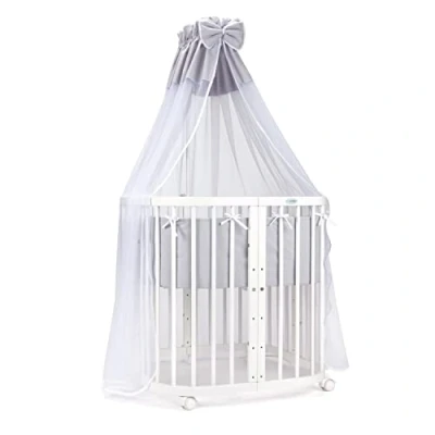 Abbildung von Waldin Beistellbett mobiles Babybett aus Holz 7in1 mit Matratze, mitwachsend