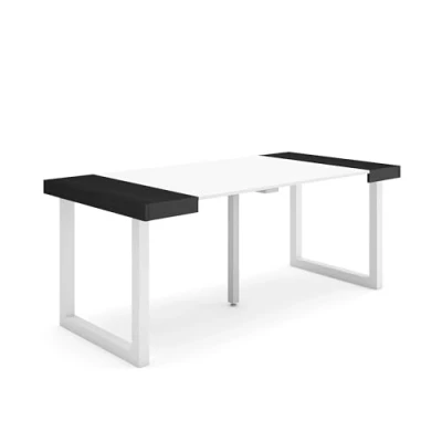 Abbildung von Skraut Home Ausziehbarertisch Multifunktionaler ausziehbarer 180 Für 8 Gäste Massivholz Beine Moderner Stil Weiß und Schwarz