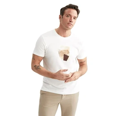 Abbildung von DeFacto Herren Z0674az T Shirt, Weiß, XS EU