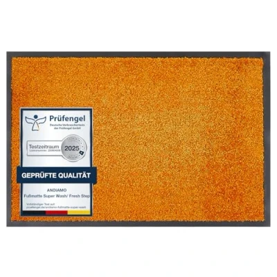 Abbildung von andiamo Fußmatte Waschbar Türmatte Sauberlaufmatte für Innen und überdachte Außenbereiche mit rutschhemmender Rückseite Fußabtreter 40 x 60 cm orange