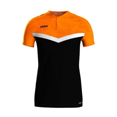 Abbildung von JAKO Iconic Poloshirt Herren &amp; Damen Schwarz/Neonorange 4XL Atmungsaktives Unisex Freizeit Shirt mit Keep Dry Funktion, 100% recyceltes Polyester