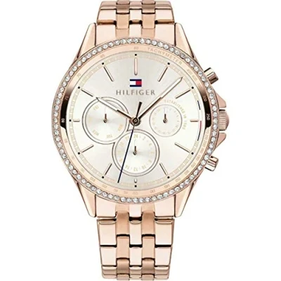 Abbildung von Tommy Hilfiger Multi Zifferblatt Quarz Uhr für Damen mit Roségoldfarbenes Edelstahlarmband 1781978