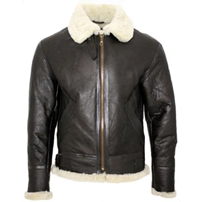 Abbildung von Infinity Herrencreme B3 Schaffell Weltkrieg 2 Bomber Leder Fliegen Fliegerjacke 3XL
